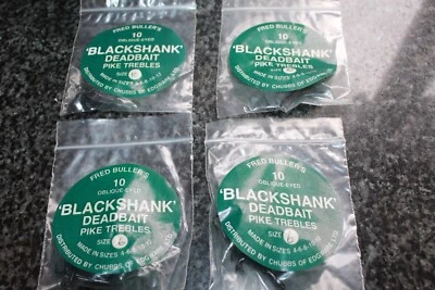 £3.99 • Buy FISHING 4 PACKS FRED BULLERS BLACKSHANK DEADBAIT TREBLES 2x SIZE 6 2x SIZE 10