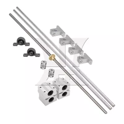 8MM Horizontal Dual Rail Guide Support T8 500mm Lead Screw Coupling Set Kit • $42.66