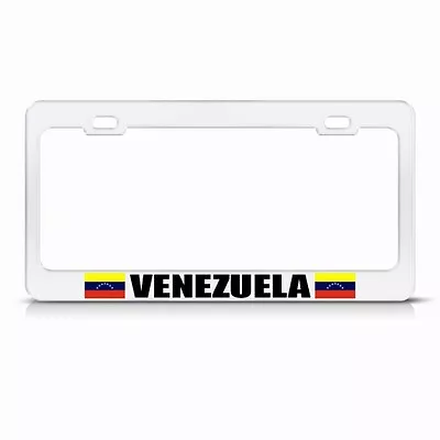 VENEZUELA VENEZUELAN FLAG WHITE COUNTRY Metal License Plate Frame Tag Holder • $17.99