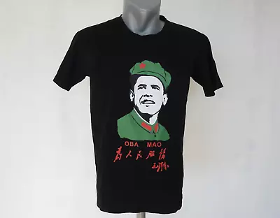 Feimantian Mens T-Shirt Black Oba Mao Obama Size L Jersey 100% Cotton • $21.25