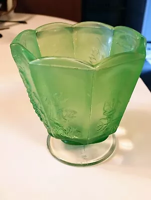 Vintage  Frosted Green Jeanette Pedestal Dish • $7