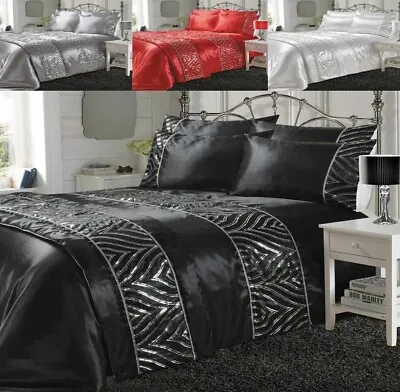 Luxurious SHIMMER Shiny Satin Silk Laces Duvet Covers Bedding Set Or Bed Runners • £21.99