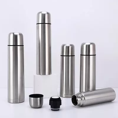 0.75l/1l Stainless Steel Vacuum Flask Hot Cold Tea Drink Thermos Camping Travel • £9.89