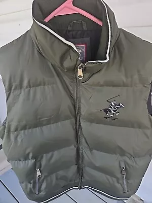 Beverly Hills Polo Club Men's Puffy Bubble Vest Size Small Olive Green W/ White • $15