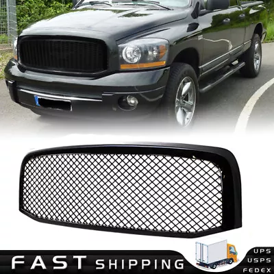 For 2006-2008 Dodge Ram 1500 2500 3500 Mesh Grill Front Hood Glossy Black Grille • $80.99