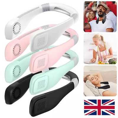 Portable Neck Fan Rechargeable 3 Speed Air Cooler Hanging USB Lazy Neckband • £7.99