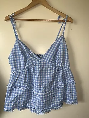 City Chic Blue Gingham Cami Top Size M/18 • $25