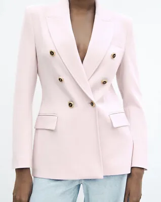Zara Tailored Double-breasted Blazer Pink New Aw23/24 Sizes Xs-xl Ref. 7608/548 • $56.83