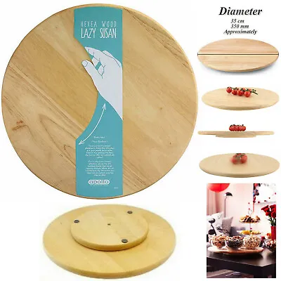 Rubber Wood Rotating Lazy Susan Turn Table Food Serving Dish Cheese Pizza Board • £12.95