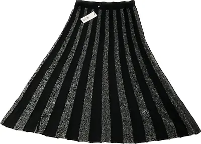 Molly Bracken Knitted Skirt Womens Size M Black Silver Stretch • $49.99