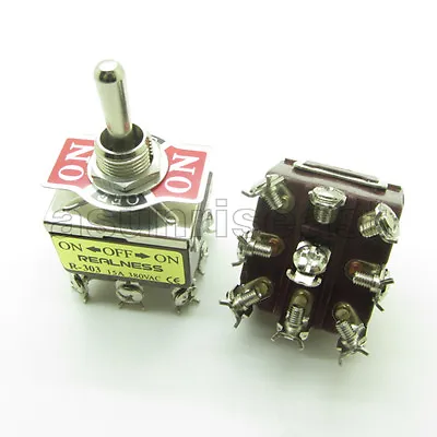 $4.99 • Buy Heavy Duty Toggle Switch 3PDT 9 Screw Terminal ON-OFF-ON 3 Position 15A 380V 