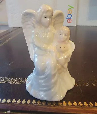 K's Collection - Ceramic Guardian Angel With Child Figurine- Girl ~ 3 3/4  T • $14.95