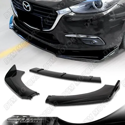 Painted Black Front Bumper Protector Body Splitter Spoiler Lip 3PCS Universal • $31.99
