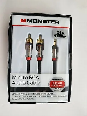MONSTER CABLE 6ft - 1.82m Mini To RCA AUDIO CABLE 3.5mm Phone/tablet/soundbar • $9.99