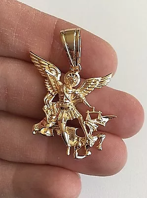 18K GOLD FILLED SAINT MICHAEL PENDANT/MEDALLA SAN MIGUEL PROTECCION-38mm-P74 • $13.19