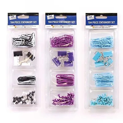 £2.59 • Buy Assorted Clips Pins Colours School Stationery Pushpins Paperclips Bulldog 104pc