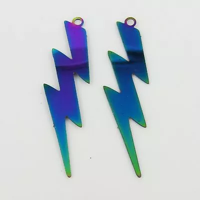 Bulk 6pce Laser Cut Lightning Bolt Charm Pendant Earring Component SSteel 37mm • $5.95