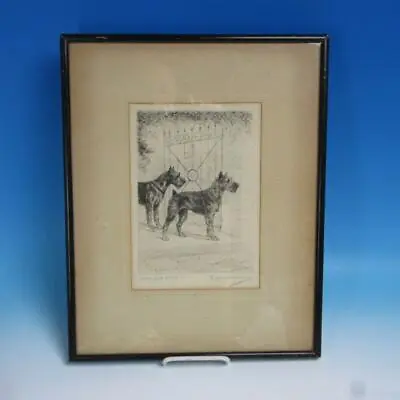 Marguerite Kirmse Signed Dog Etching Two Terrier Dogs 'Who Goes There' • $200