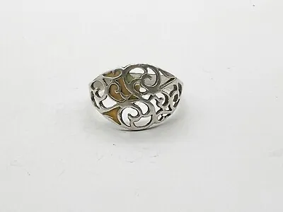 Vintage Solid Sterling Silver Celtic Scottish Cut Work Ladies Ring Size T • £30.99
