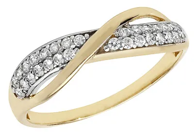 £79.95 • Buy 9ct Yellow Gold 0.25ct Crossover Eternity Wedding Ring Size S - UK Hallmarked 