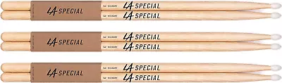 LA SPECIALS 5A Hickory Drumsticks Oval Nylon Tip Three Pairs • $25.24