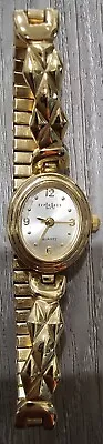 LA Express Women Watch Gold Tone Oval Face Frosted Band New Battery 6.75  • $20