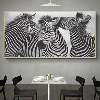 Canvas Painting Wall Art Print Art Animal Poster Black And White Zebra Paintings • $15.97