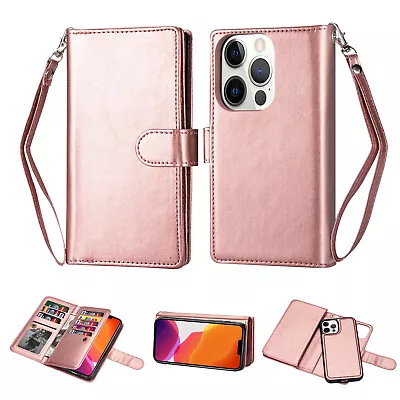 $16.89 • Buy For IPhone 14 13 12 11 Pro Max XS 8 Magnetic Leather Removable Wallet Case Cover
