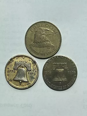 3 1976 Bicentennial Token Lot Freedom Eagle American Flag Liberty Bell Medals • £2.37