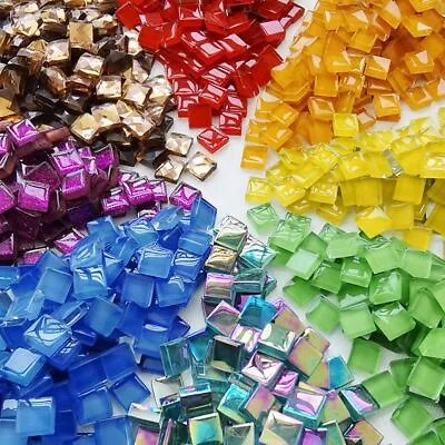 Glass Mosaic Tiles Square Patchwork Tile Crafts Making Stones Home Decor 100Pcs • $20.20