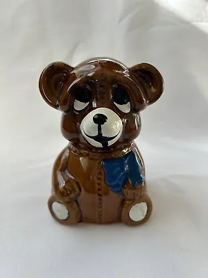 Vintage 1982 Houston Foods Ceramic Brown Teddy Bear Honey Jar With Honey Dipper • $15.77