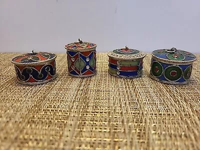 Set Of 4 Vintage MORRACAN Enamel Trinket/Jewel Boxes • $34.46