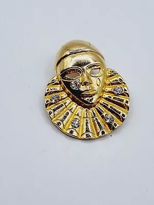 Vintage Beautiful Venecian Mask Pierrot Theater Brooch Broche Brouch. B271. • £7.99