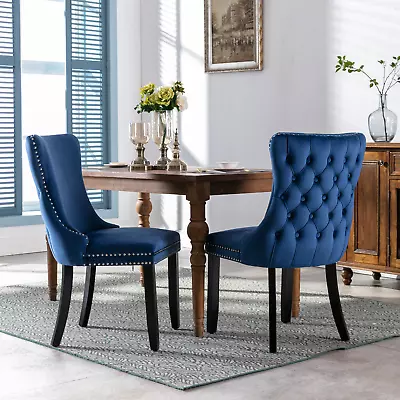 A&A Upholstered Wing-Back Dining Chair With Nailhead Trim & Solid Wood Leg • $198.52