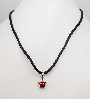 $3000 AARON BASHA RED ENAMEL STAR Diamond 18k White Gold Necklace RARE • $1195