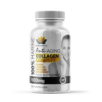 Marine Collagen Complex Anti - Ageing - Tissue Joints Vitamins B2 C & E Tablets • £10.99
