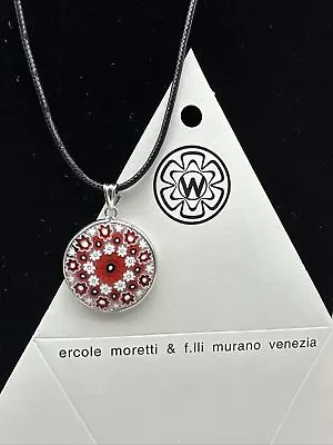 Sterling Silver  25 Mm Murano Millefiori Pendant Necklace - MP 252 • $25.99