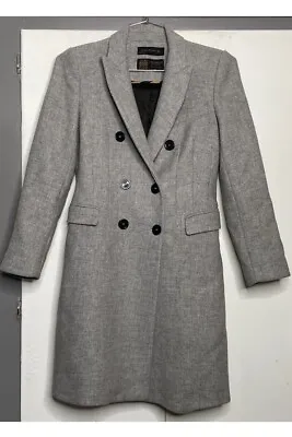 ZARA MANTECO LIGHT GREY WOOL BLEND Double Breasted COAT Size S Exc Cond • $74.80