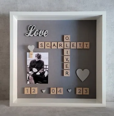 5. Scrabble Picture Frame Couples Love Valentines Engagement Wedding Anniversary • £22