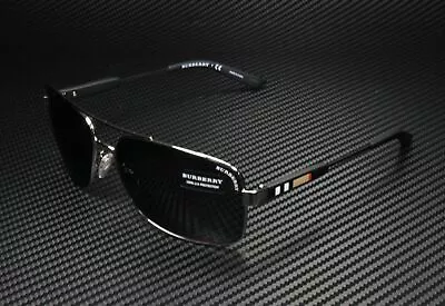 BURBERRY BE3074 100387 Black Rectangle Men's Metal 63 Mm Sunglasses • $125.55