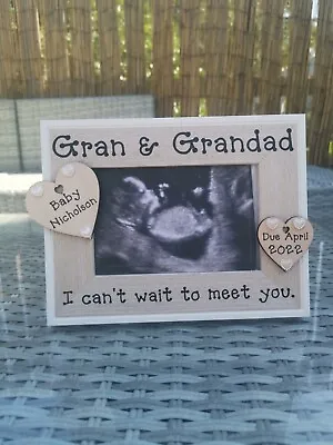 Baby Scan Photo Picture Frame Personalised Any Wording Nan Grandad Gran Mum Dad. • £11.95