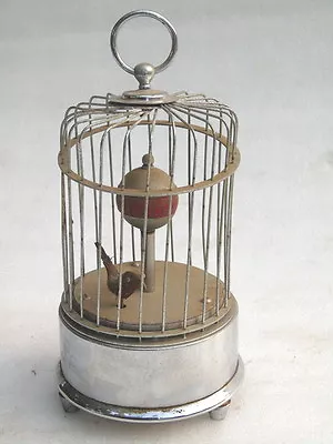 Antique Vintage Caged Bird Shelf Mantle Deco Wind Clock Made In Occupied Japan • $299