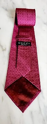 GUCCI VINTAGE ~ 100% Silk Pink/Red~ Men Neck Tie ~ Made In Italy • $55.55