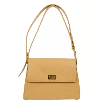 Chanel Beige Lambskin Mademoiselle Lock Shoulder Bag 171906 • £1695.42