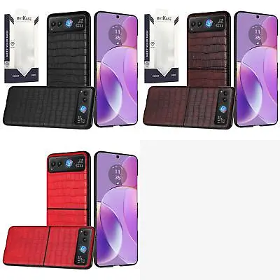 For Motorola Razr 2023 METKASE PU Vegan Leather Premium Hard Snap On Case Cover • $10.87