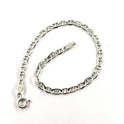 Milor Italy 925 Sterling Silver Bracelet 7 Inch Flat Anchor Chain Link Mariner • $35