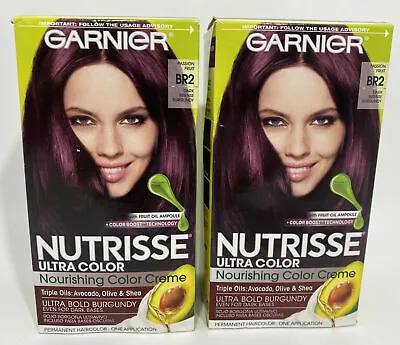 $15.30 • Buy Garnier Nutrisse Nourishing Hair Color Creme DARK INTENSE BURGUNDY BR2 Lot Of 2
