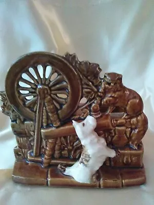 Vintage McCoy Ceramic Planter W/Scottie Dog Persian Cat And Spinning Wheel • $20