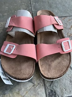 Time And Tru Birkenstocks -like Sandals Vegan Peachy Pink Size 11 NWOB • $8.99