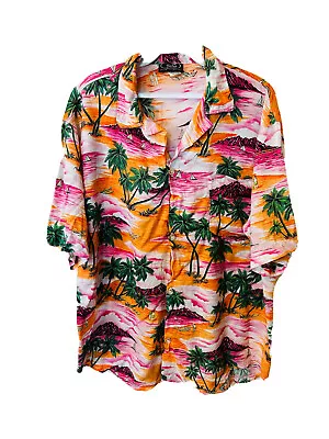 VTG 80s Mens Small Hawaiian Floral Beach Print Bowling Casino Button Shirt USA • $35.59